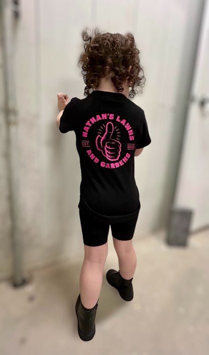 KIDS ROUND NECK LOGO T-SHIRT BLACK/PINK