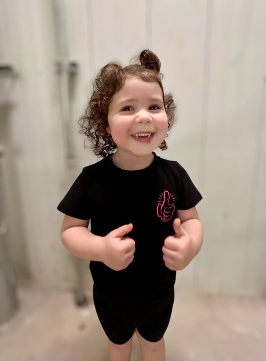 KIDS ROUND NECK LOGO T-SHIRT BLACK/PINK